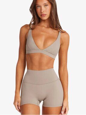 CSB Crop Shop Boutique Workout SET (Bra and Shorts) Size XL Almond
